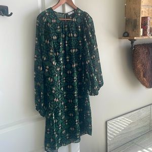 Puff sleeve geometric DEX dress